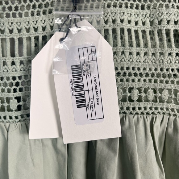 English factory LACE DETAIL MINI DRESS in sage green size small new with tags - Picture 4 of 8